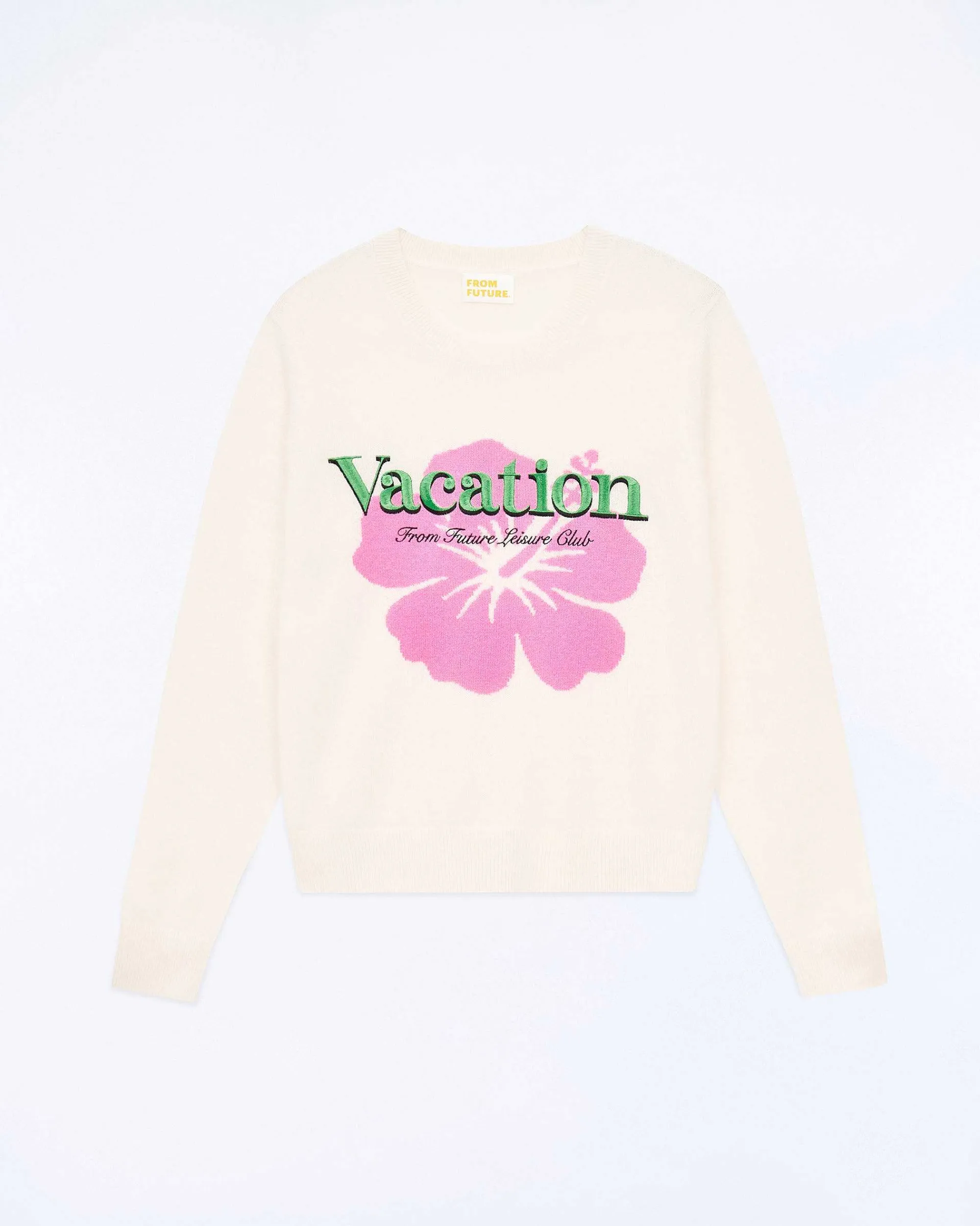 Sale FROM FUTURE Pull Col Rond Vacation Ecru