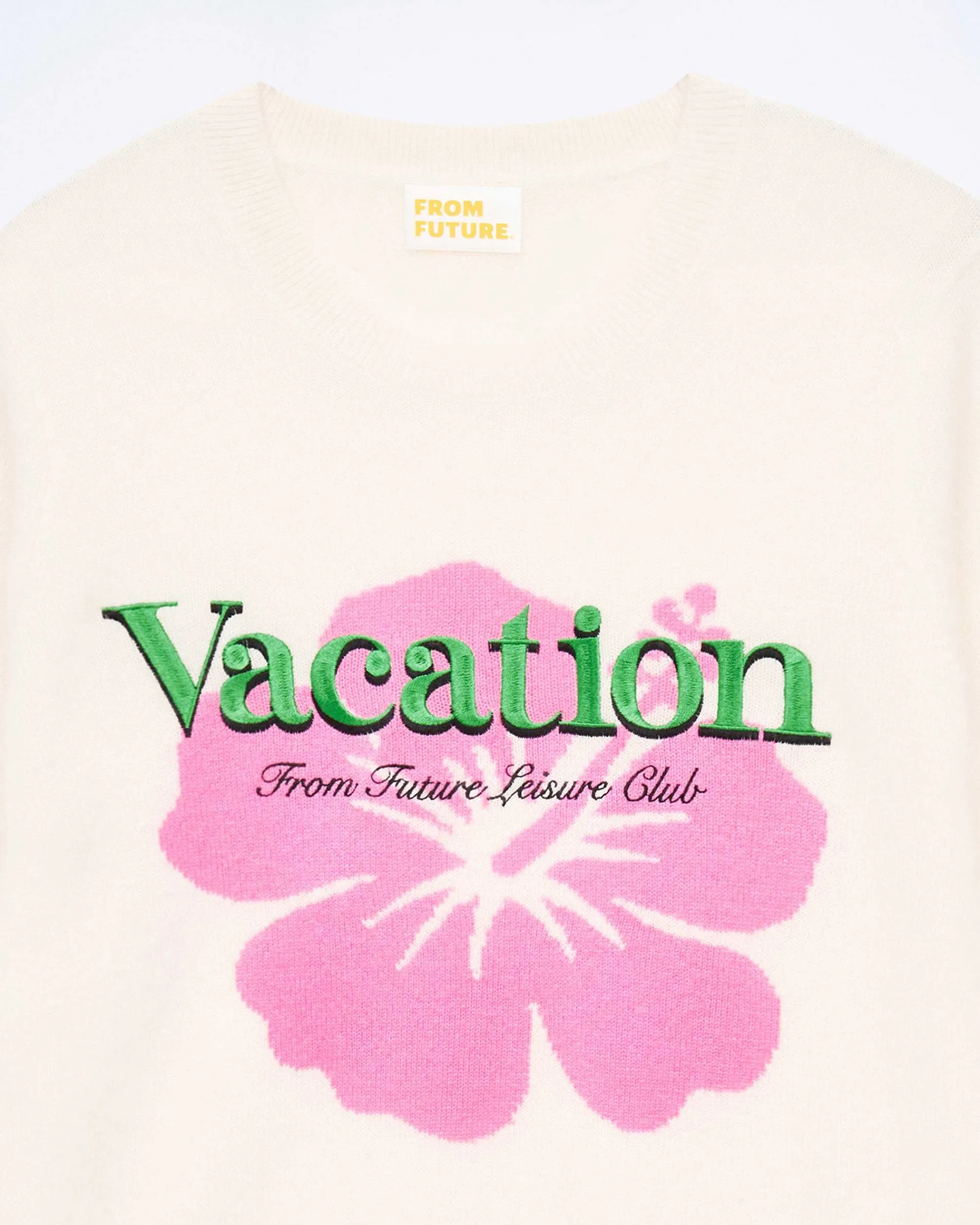 Sale FROM FUTURE Pull Col Rond Vacation Ecru