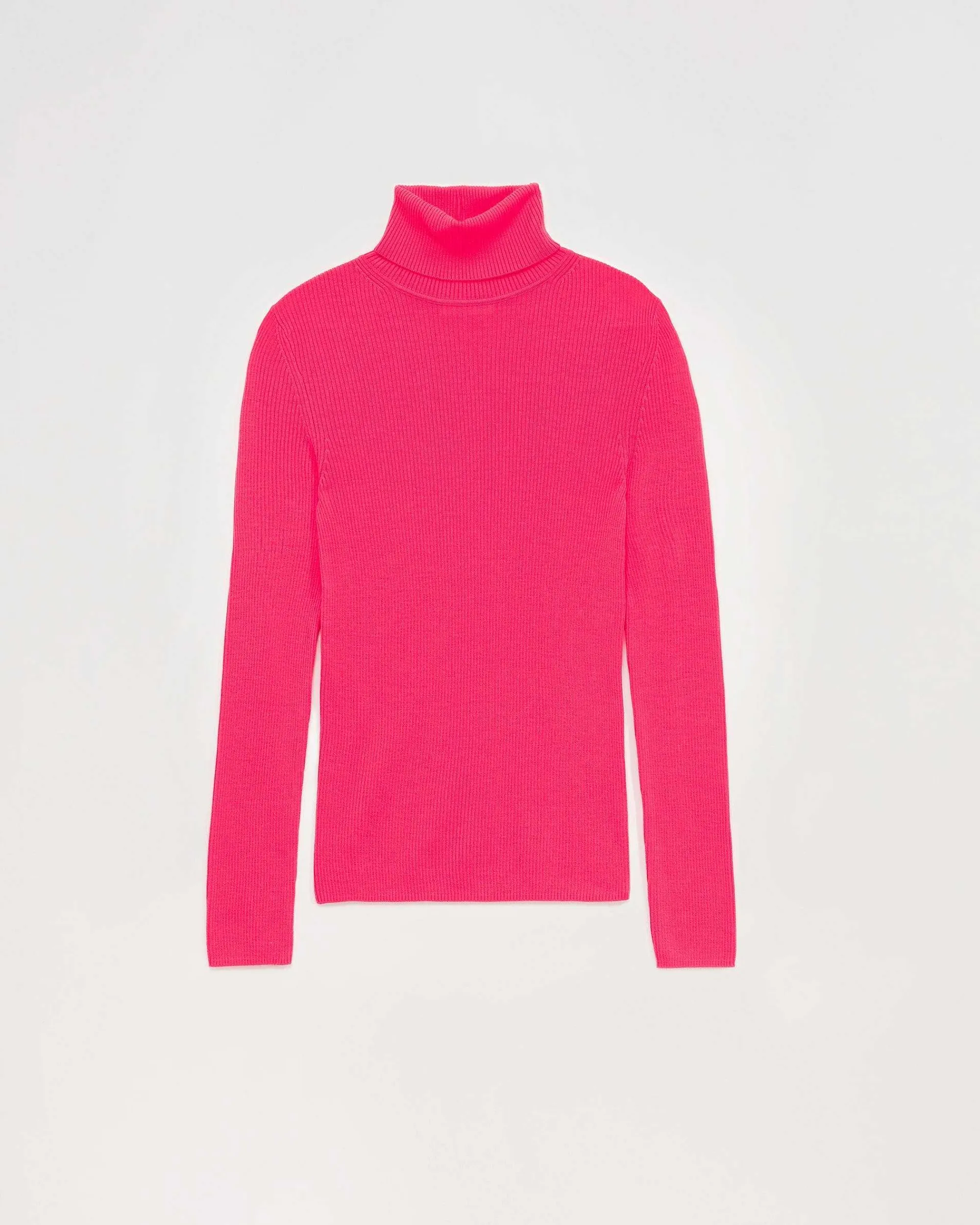 Outlet FROM FUTURE Pull Col Roule Basique Winter Fuschia