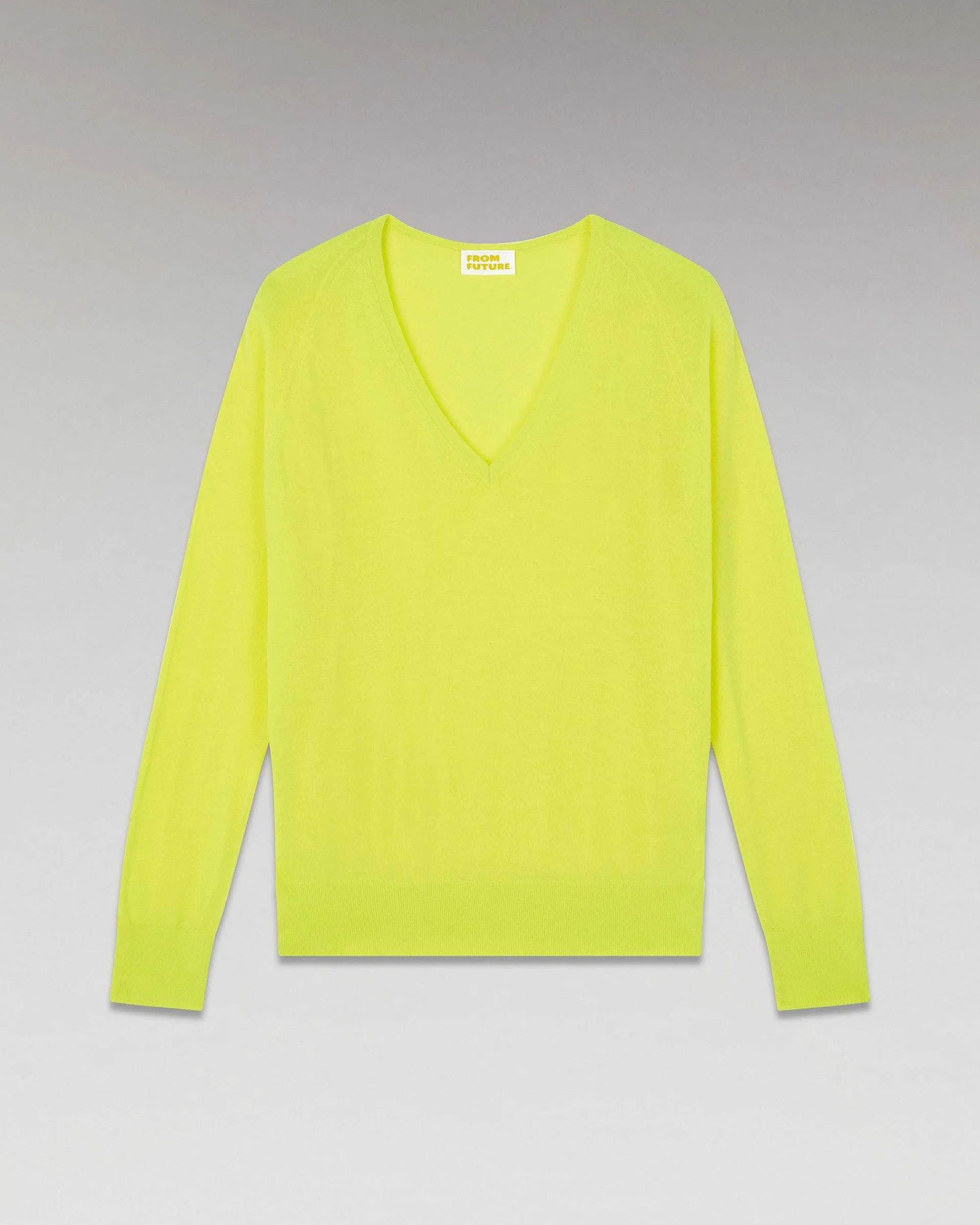 Online FROM FUTURE Pull Col V Oversize Jaune Fluo