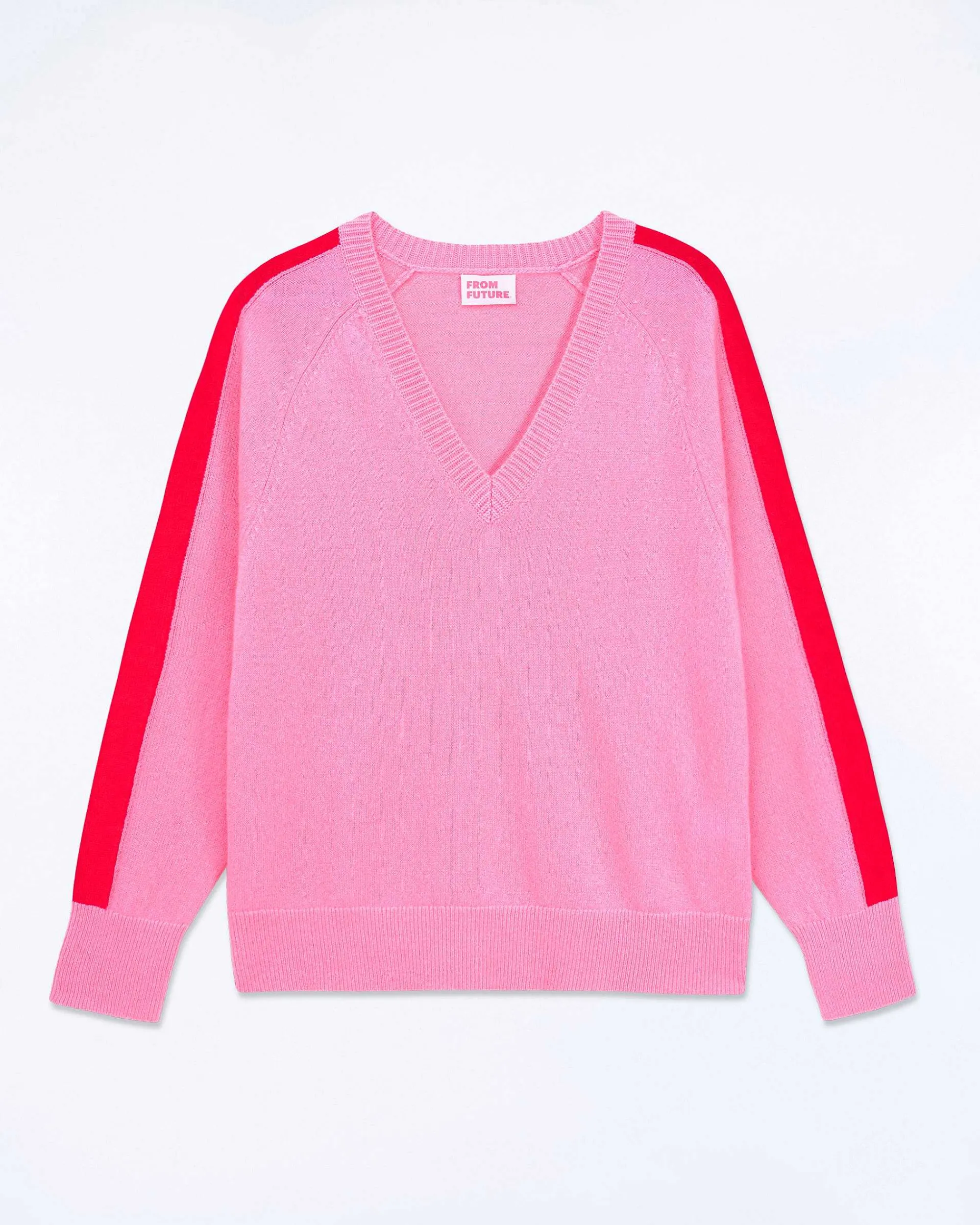 Online FROM FUTURE Pull Col V Oversize Bande Manches Light Surf Pink