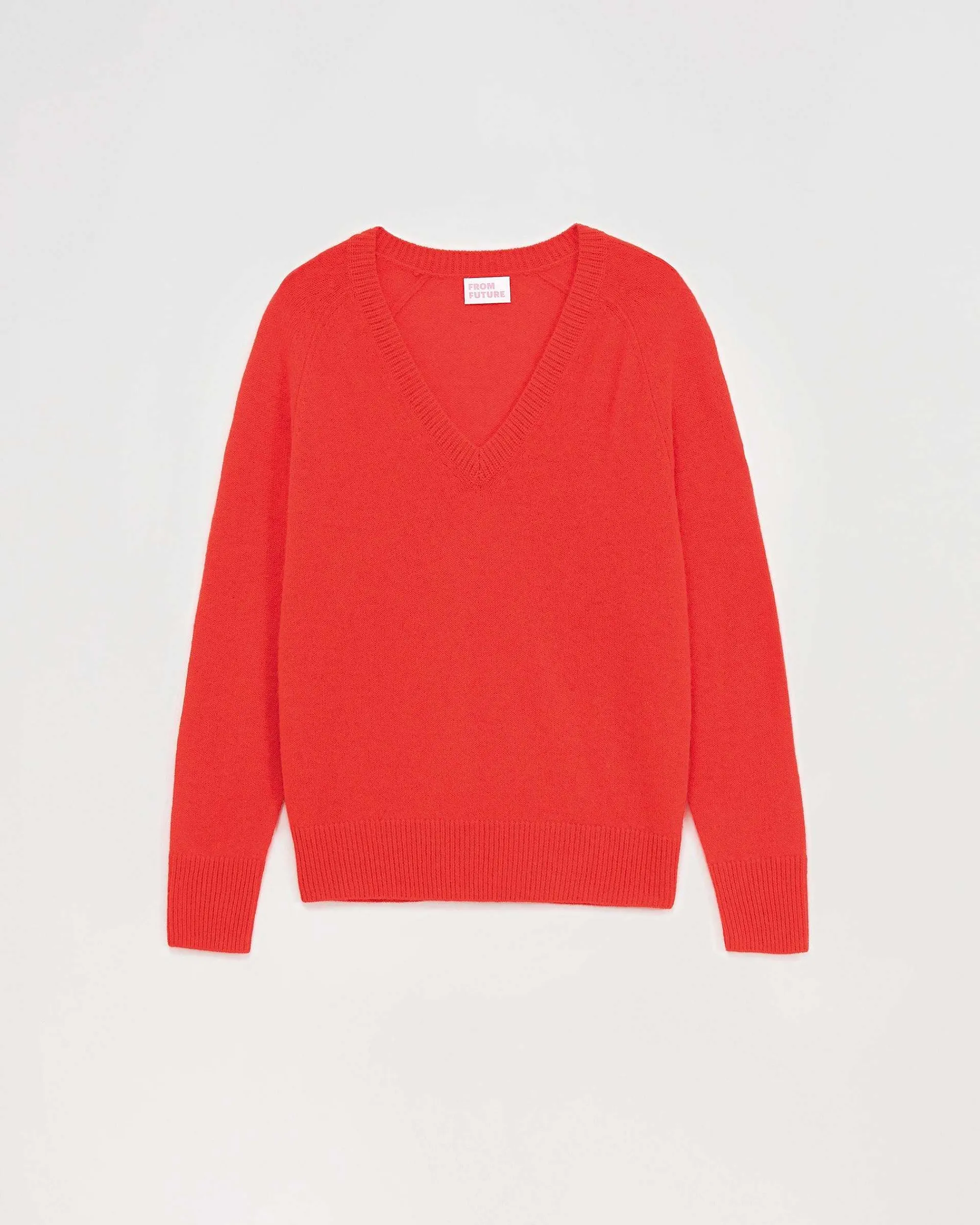 Best FROM FUTURE Pull Col V Oversize Leger Rouge Vif