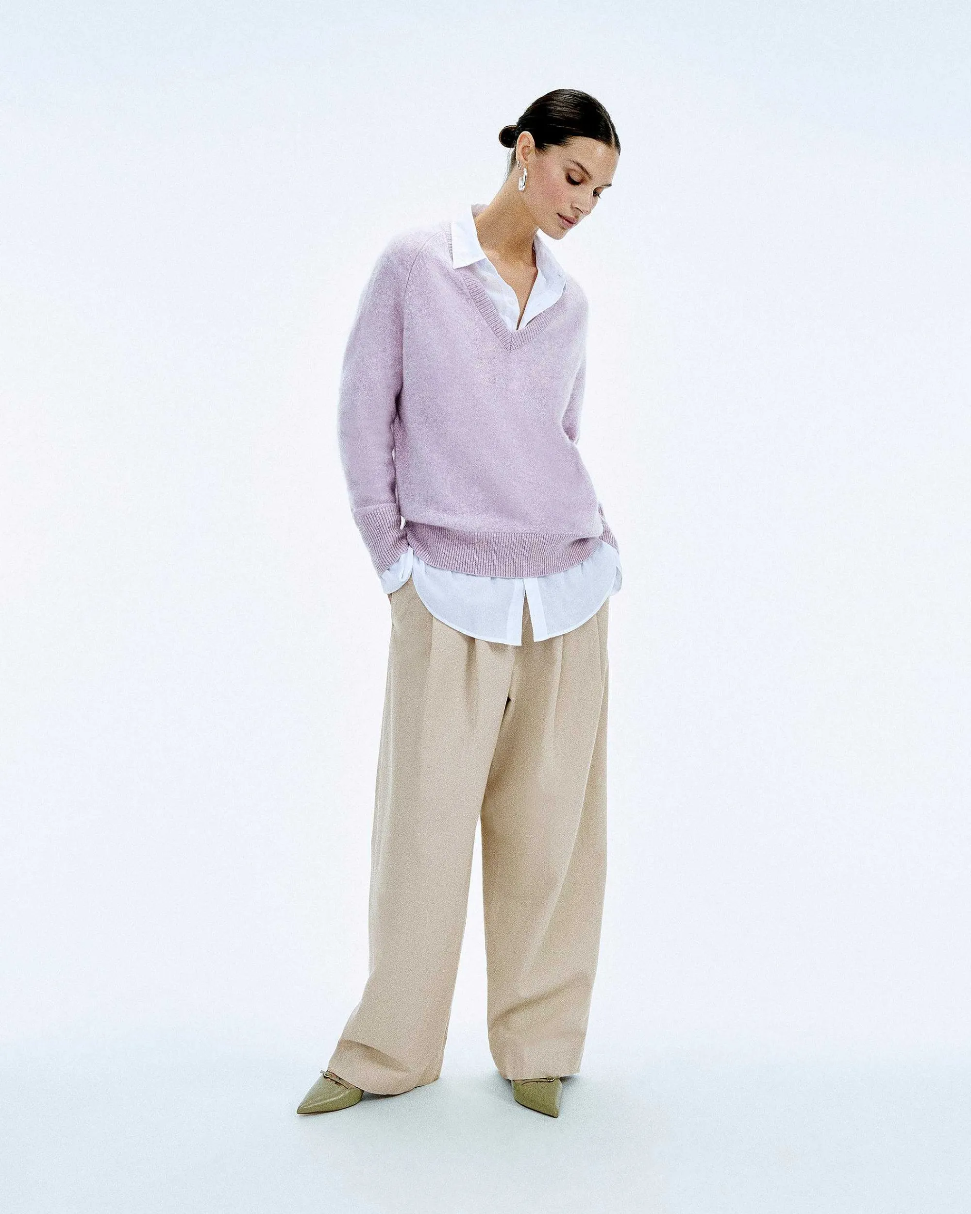 Best Sale FROM FUTURE Pull Col V Oversize Light Magic Lilac Mouline