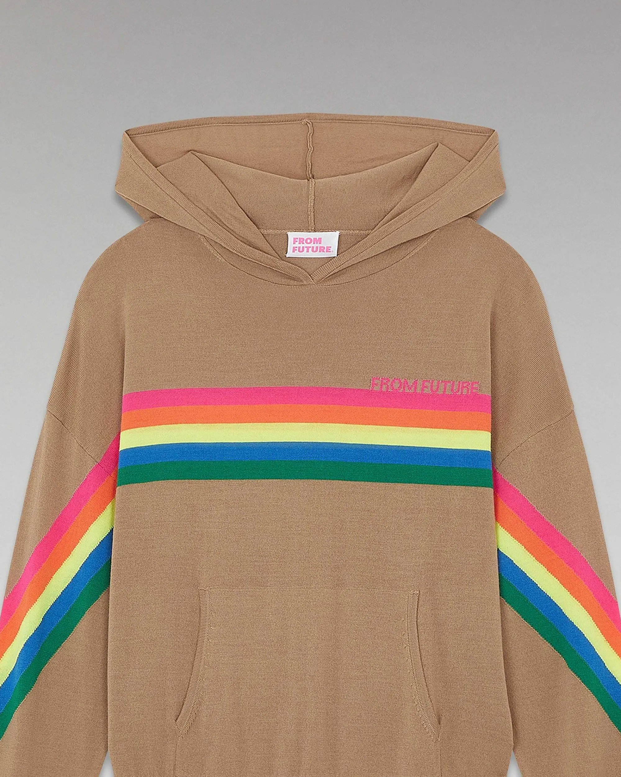 Discount FROM FUTURE Pull Hoodie Bandes Multico Camel