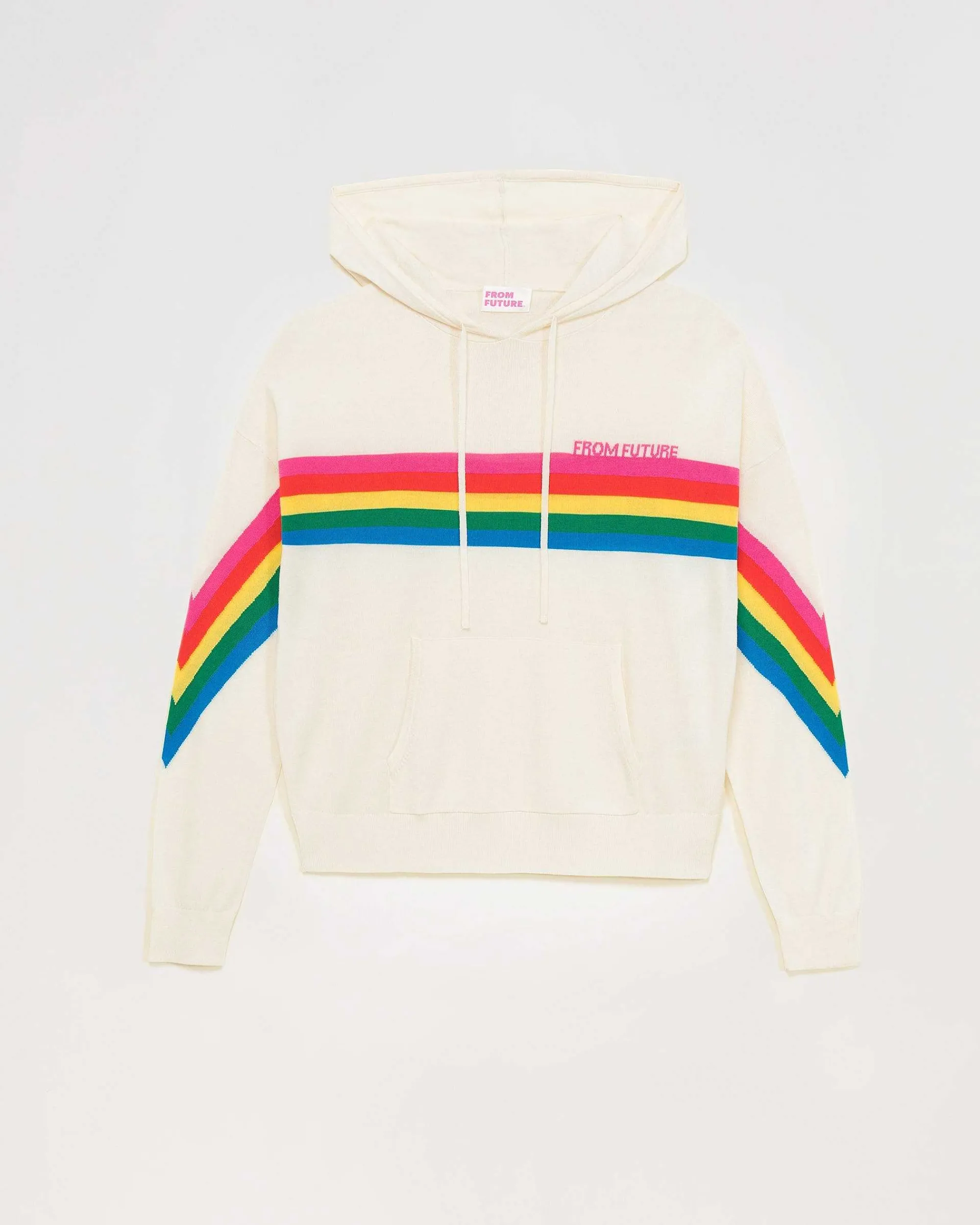 Outlet FROM FUTURE Pull Hoodie Bandes Multicolore Ecru