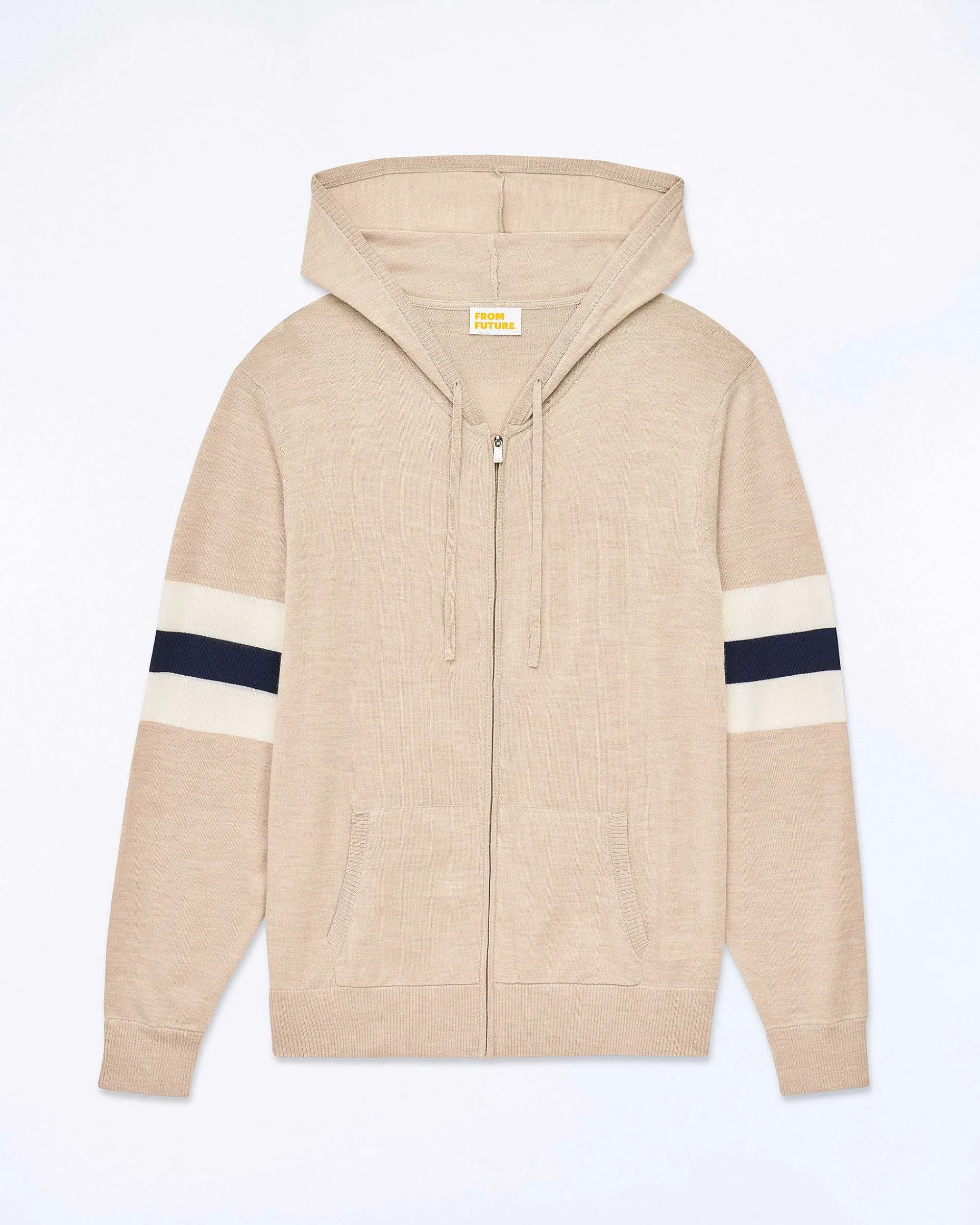 Sale FROM FUTURE Pull Hoodie Brassard Beige Chine