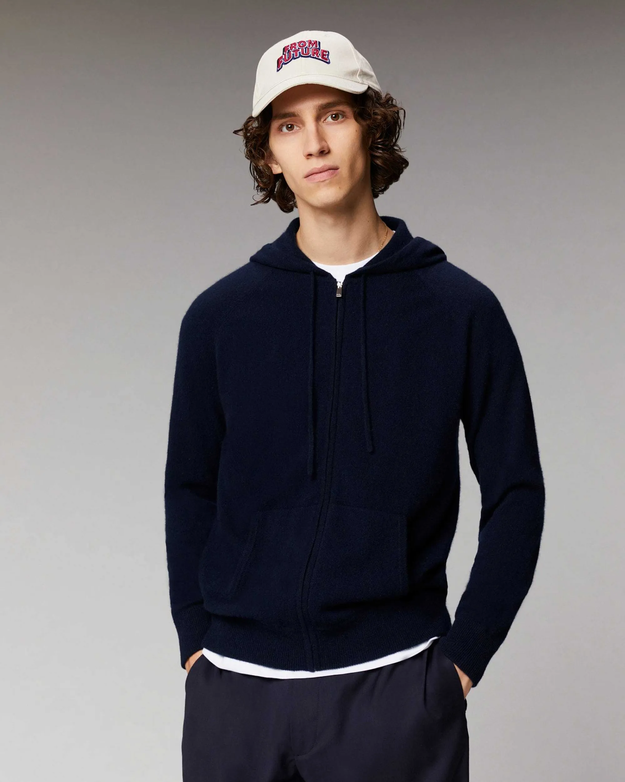 Outlet FROM FUTURE Pull Hoodie Zippe Basique Navy