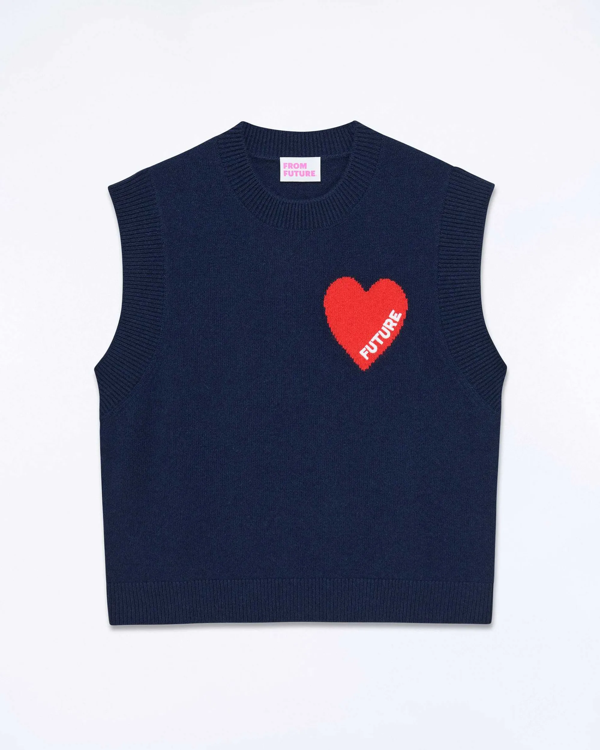 Fashion FROM FUTURE Pull Sans Manche Coeur Navy