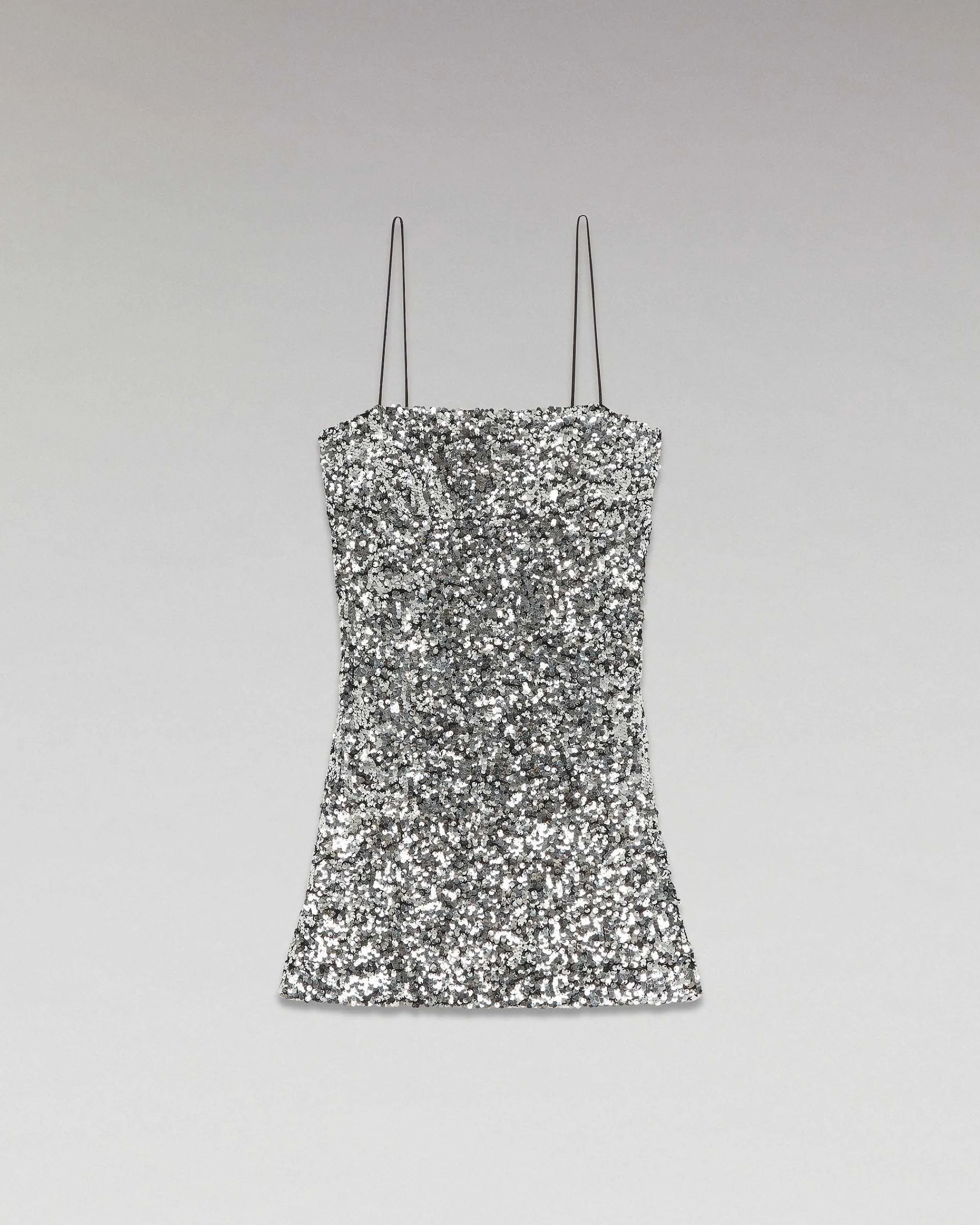 Best FROM FUTURE Robe Courte Bretelle A Sequins Silver