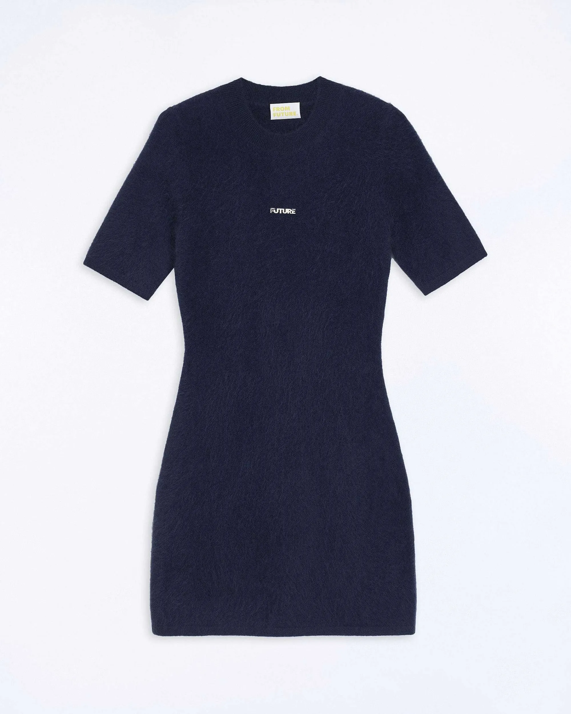 Store FROM FUTURE Robe Courte Manche Courte En Cachemire Brosse Navy