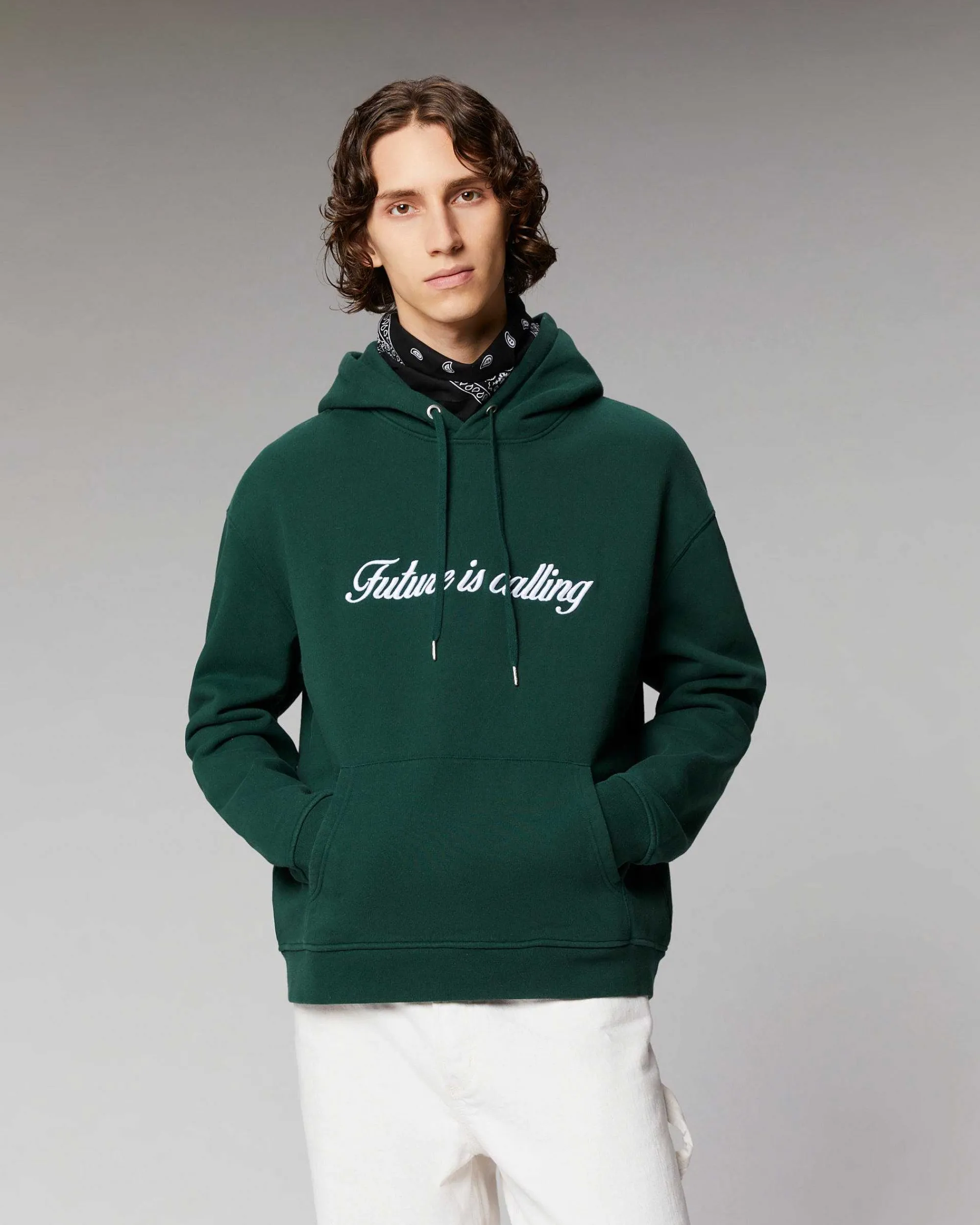 Best Sale FROM FUTURE Sweatshirt Hoodie Future Is Calling Bottle Green