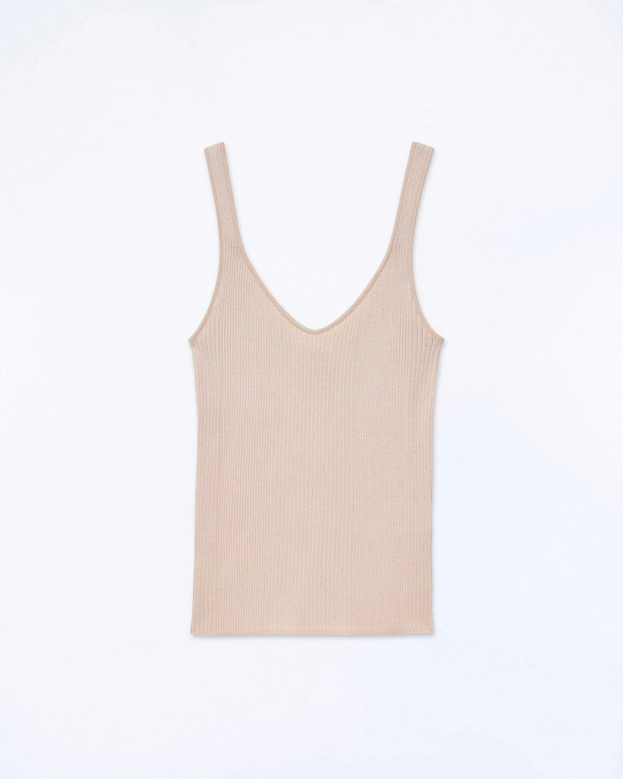 Hot FROM FUTURE Top Debardeur A Cotes Uni Light Beige