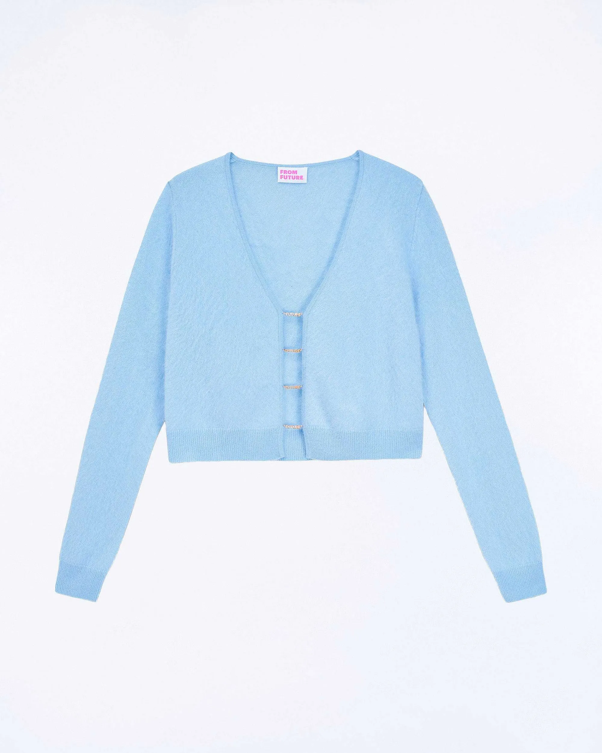 New FROM FUTURE Top Manches Longues En Cachemire Brosse Baby Blue