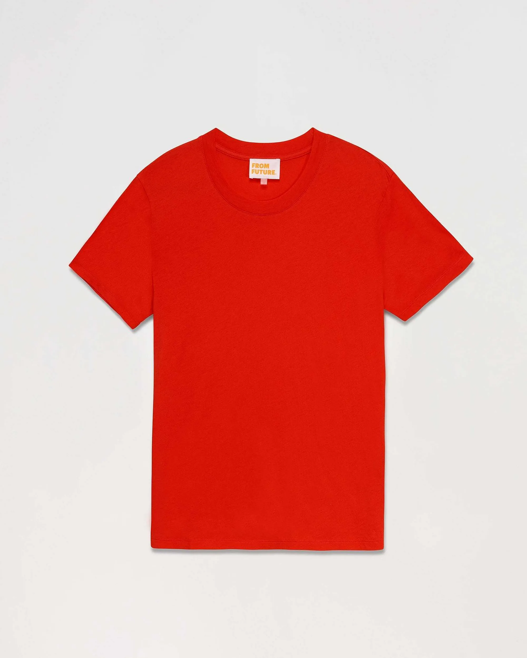 New FROM FUTURE T-Shirt Col Rond Basique Rouge Vif