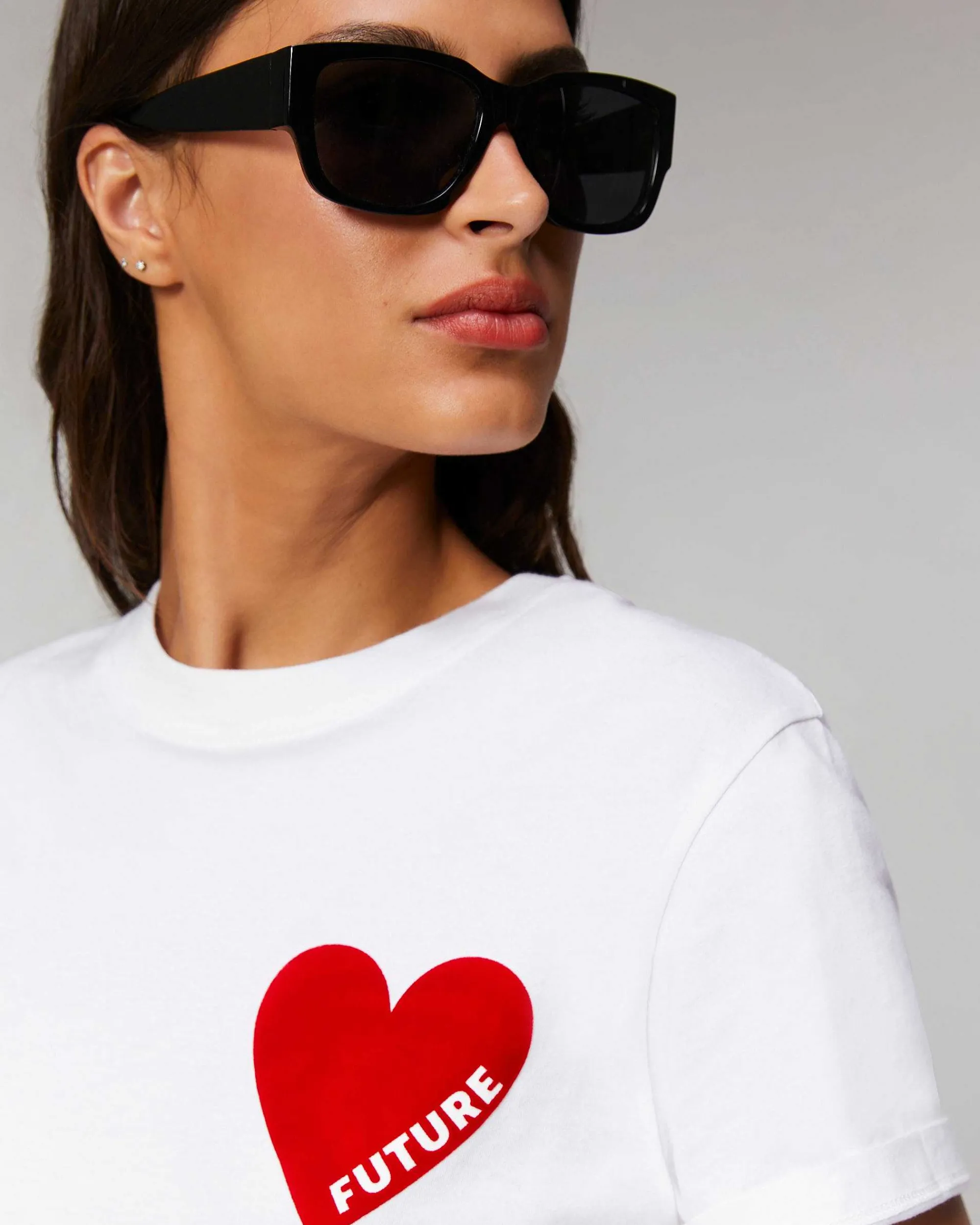 Online FROM FUTURE T-Shirt Col Rond Coeur Noir