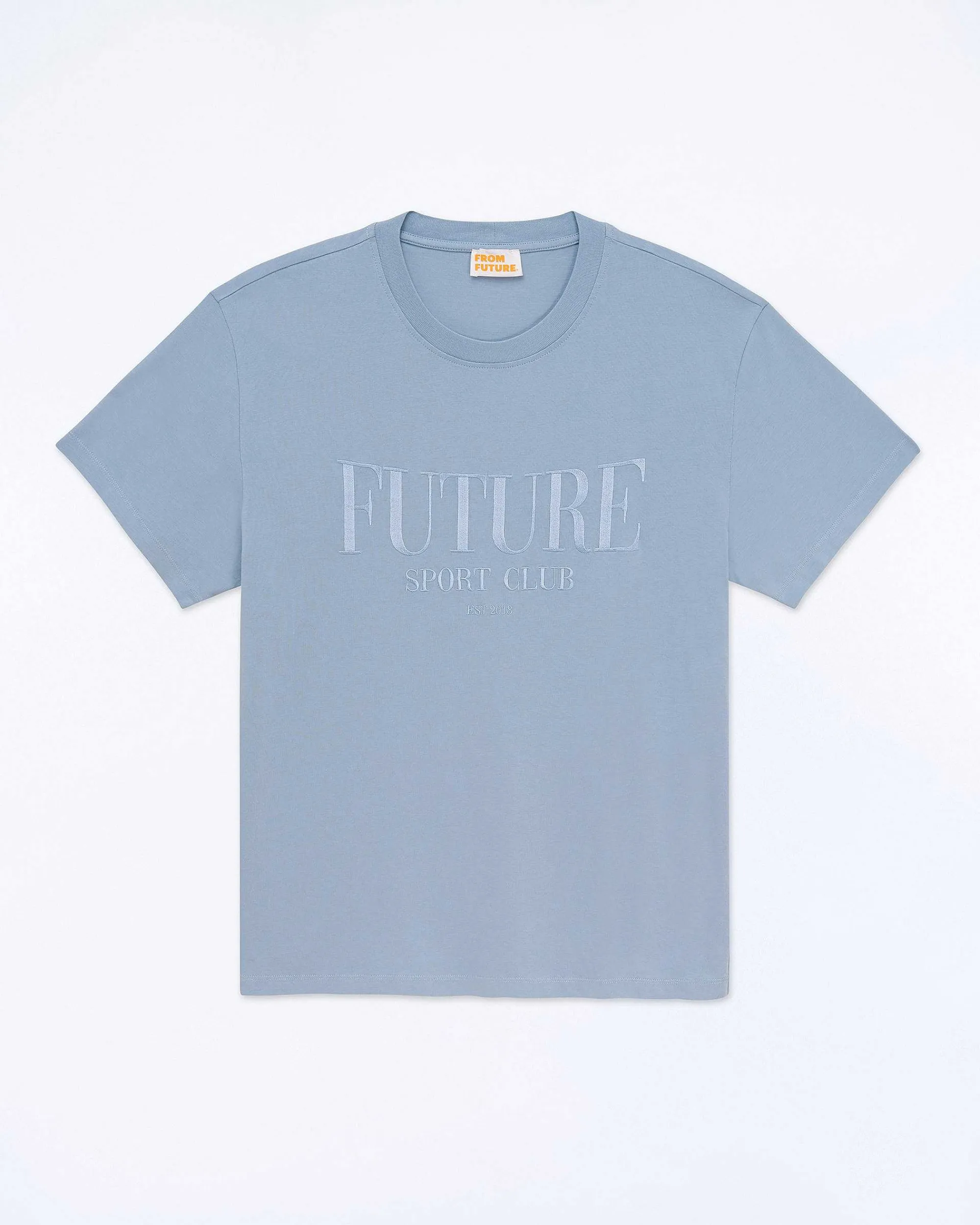 New FROM FUTURE T-Shirt Col Rond Future Ton Sur Ton Grey Blue