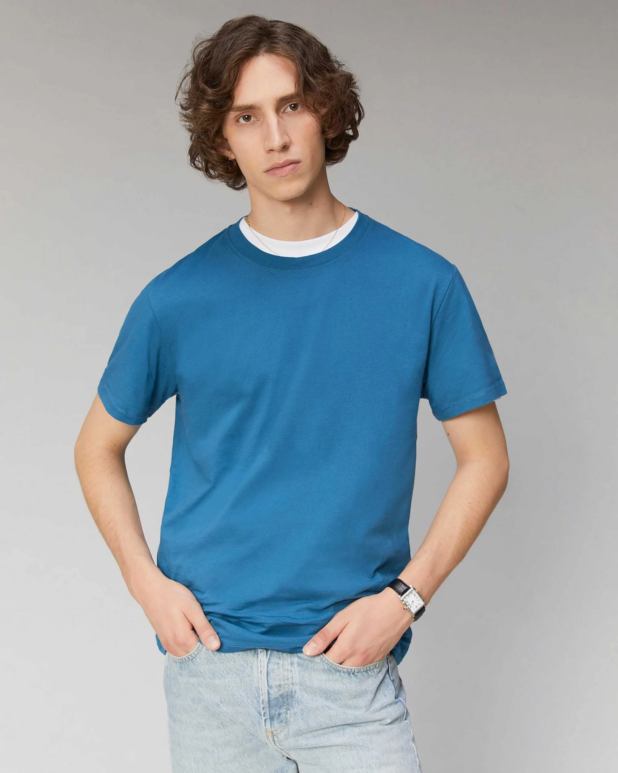 Sale FROM FUTURE T-Shirt Col Rond Oversize Prussian Blue