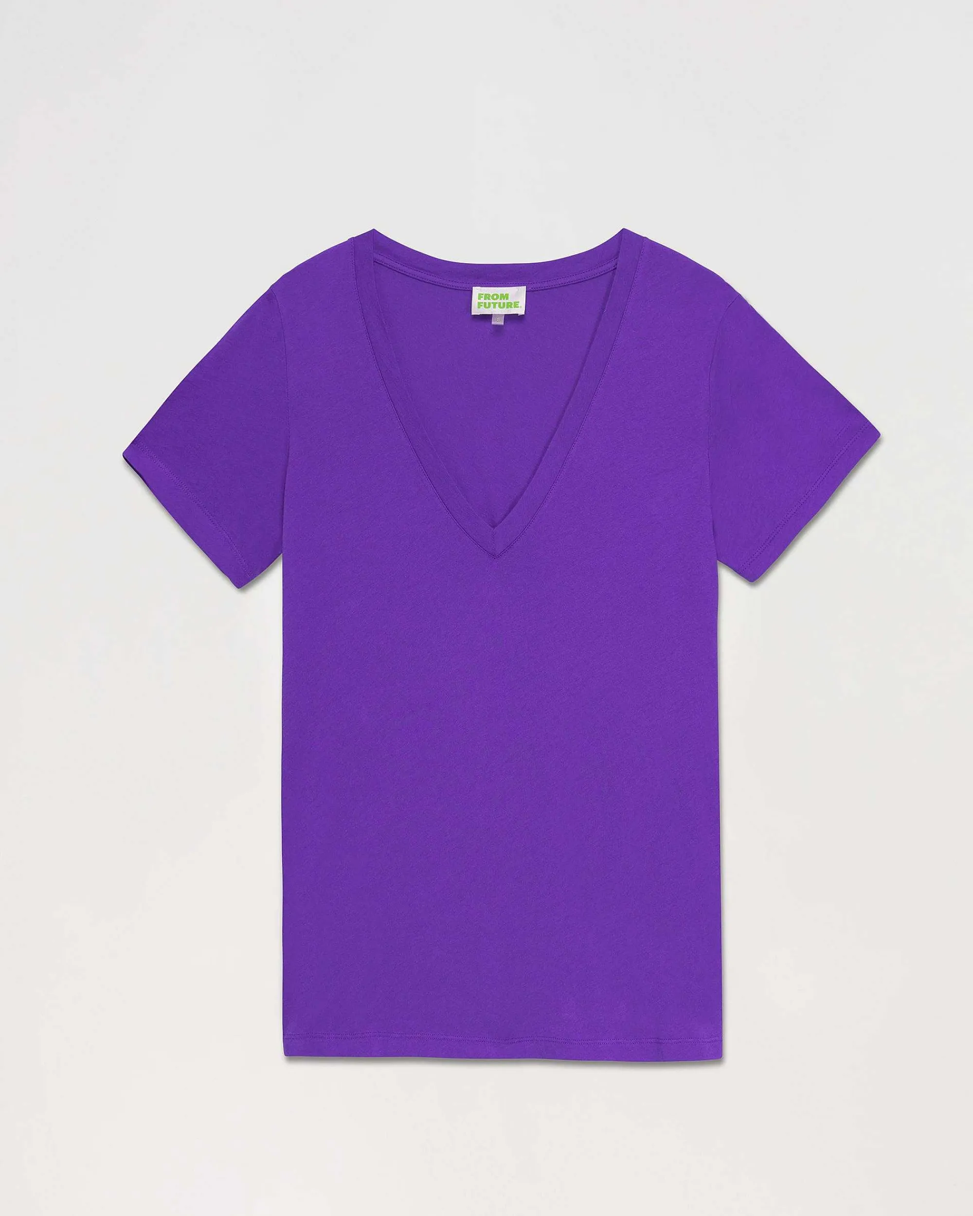 Store FROM FUTURE T-Shirt Col V Basique Violet Fluo