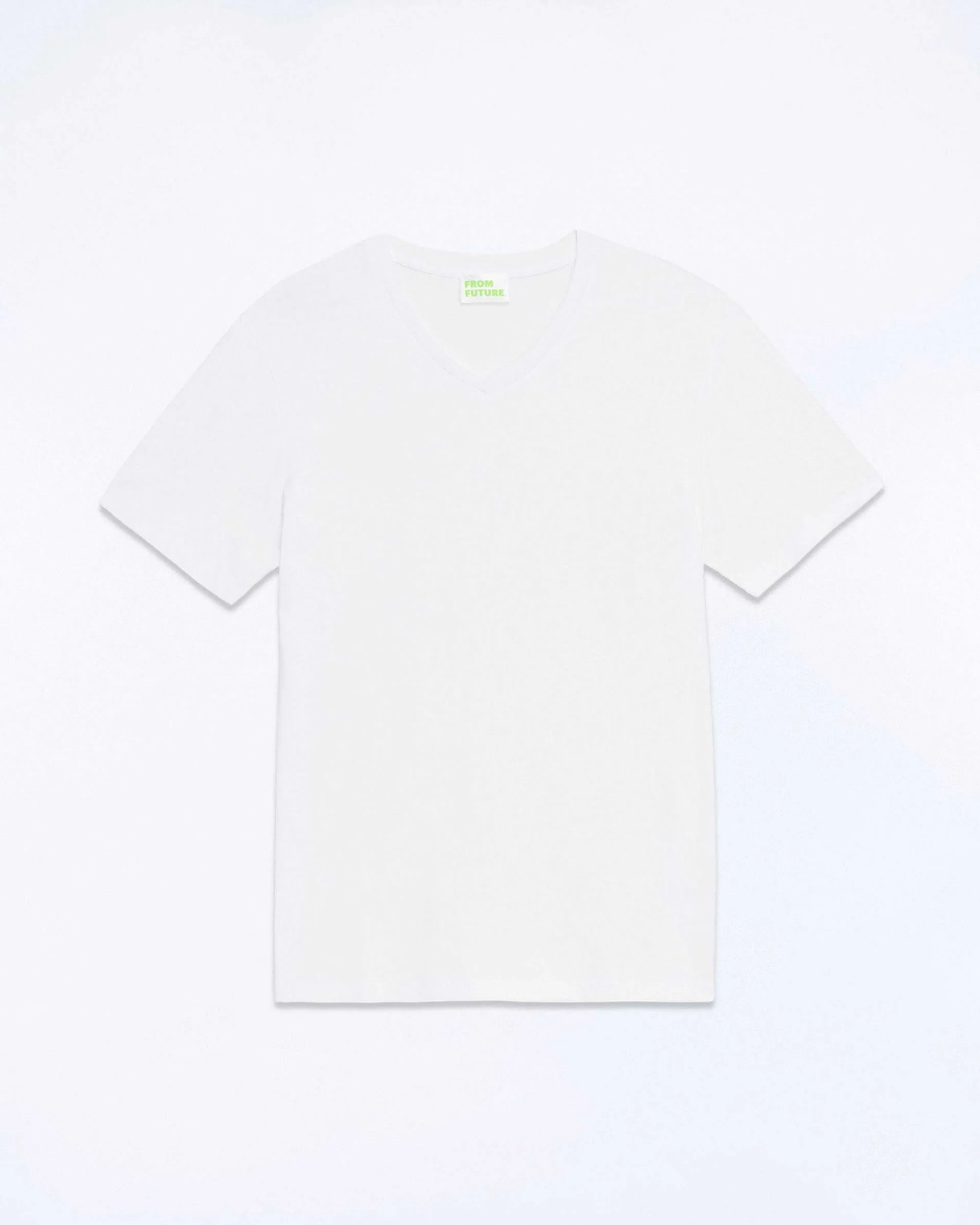 Discount FROM FUTURE T-Shirt Col V Manches Courtes Blanc