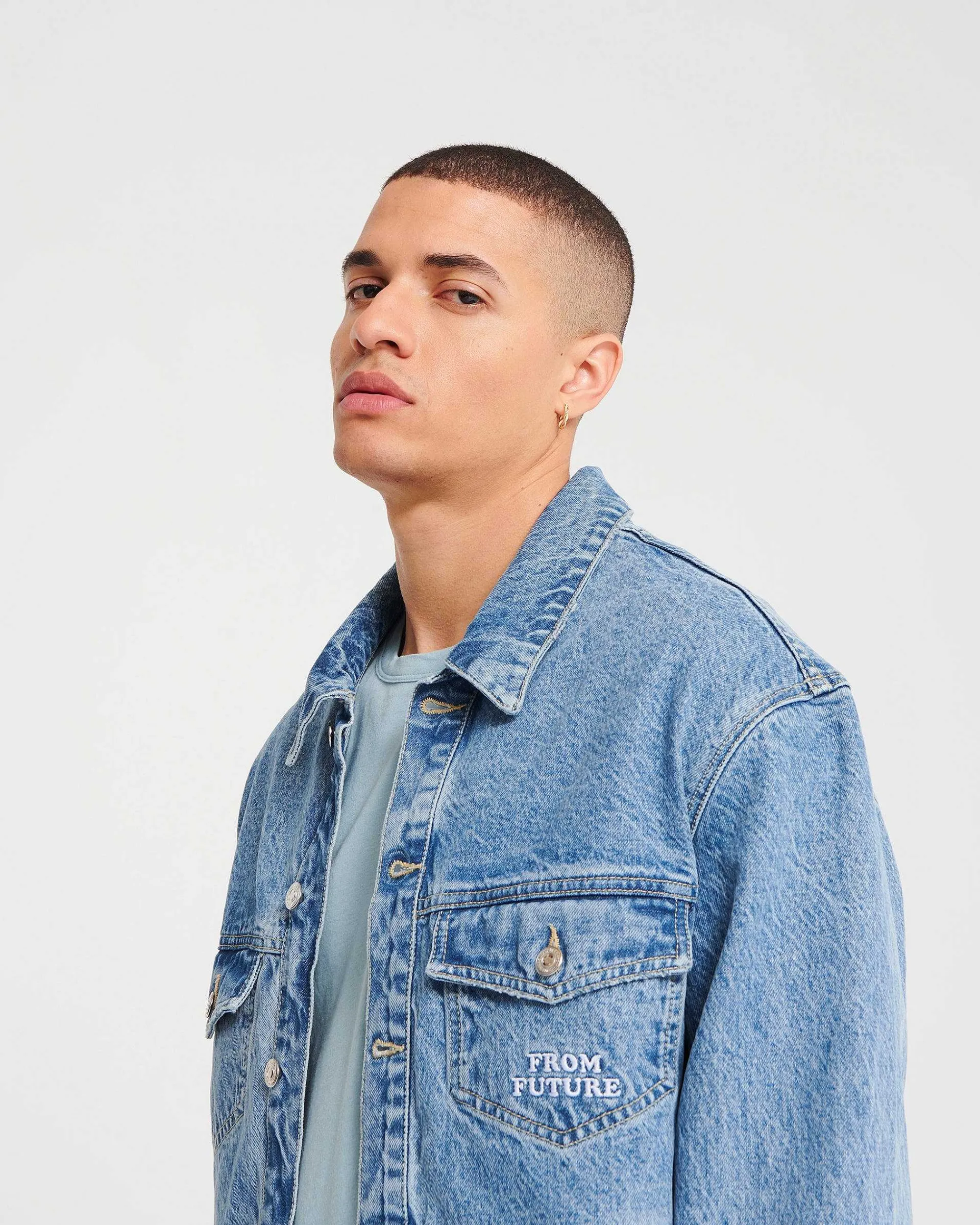 Shop FROM FUTURE Veste Jean Light Blue