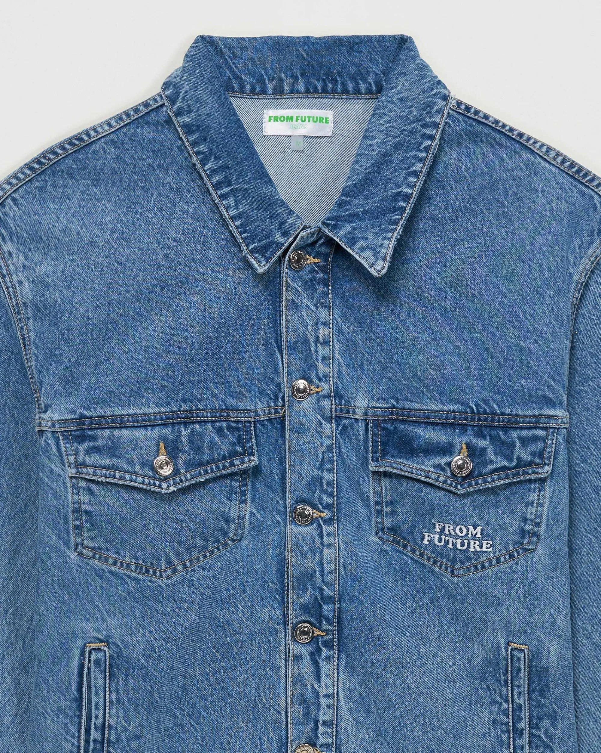 New FROM FUTURE Veste Jean Bleu Fonce